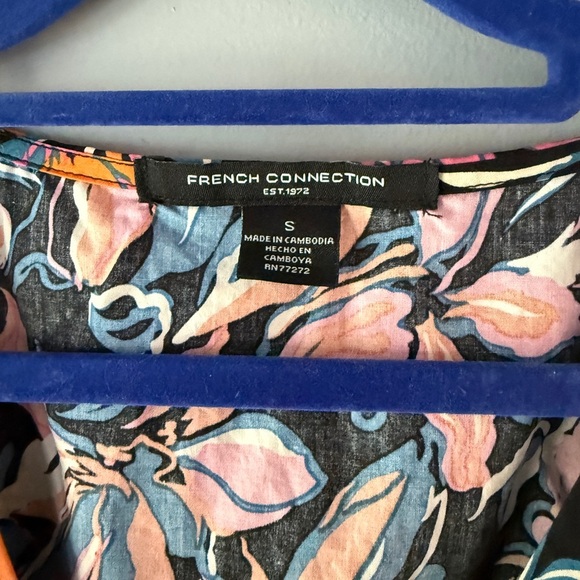 French Connection Black and Pink Floral Midi Dress - Size S - Picture 5 of 7